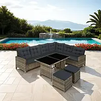 Садовий набір зі столом із ротангу Barletta коричневий (натуральний) колір