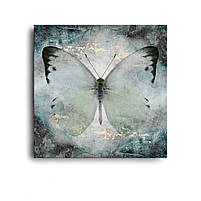 Картина метелик у спокійних пастельних блакитних кольорах Декор для спальні Друк на полотні 40х40см, фото 2