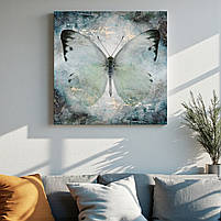 Картина метелик у спокійних пастельних блакитних кольорах Декор для спальні Друк на полотні 40х40см, фото 3