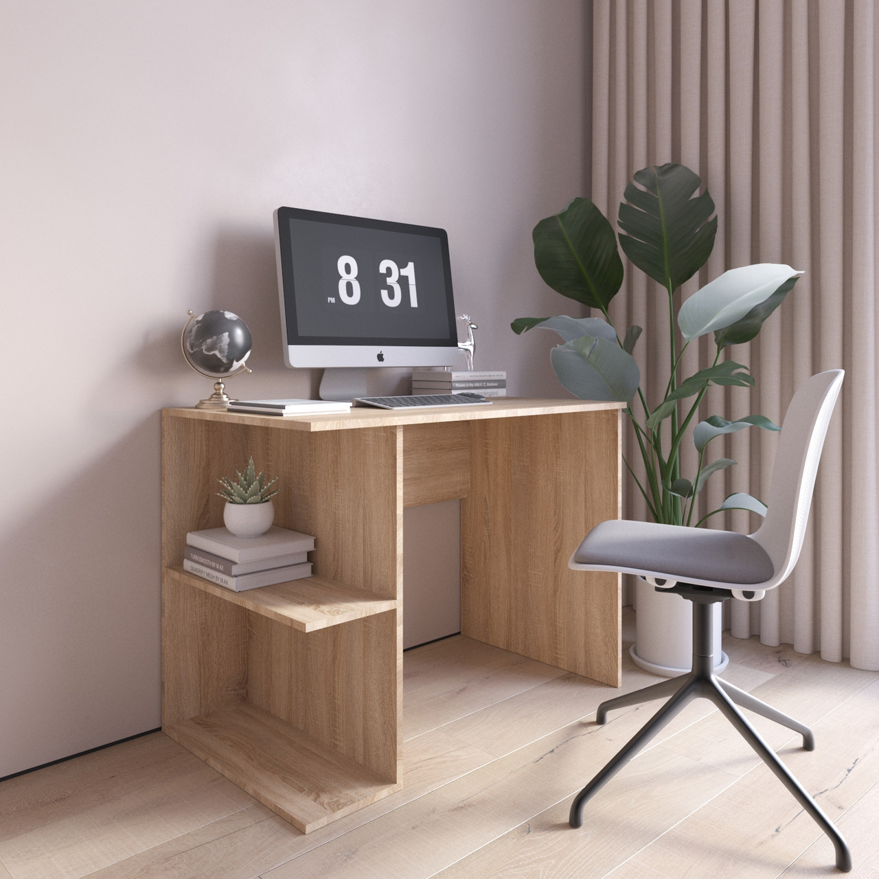 Стіл письмовий колір Дуб сонома з двома поличками ліворуч 100*76*60 см, фото 1