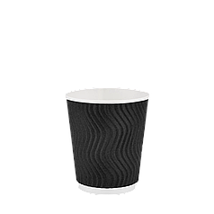 Стакан паперовий 180 мл подвійний гофро Wave чорний Ø 70 мм, 20 шт.