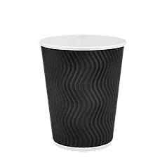 Стакан паперовий 340 мл подвійний гофро Wave чорний, 15 шт.
