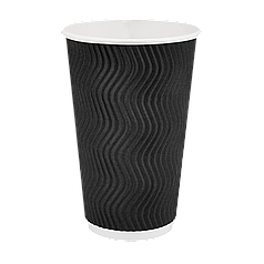 Стакан паперовий 400 мл подвійний гофро Wave чорний, 20 шт.