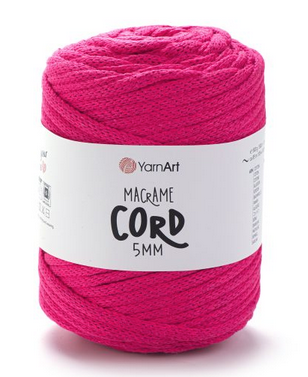 Пряжа Макраме Корд 5мм-802 насичена малина, фото 1
