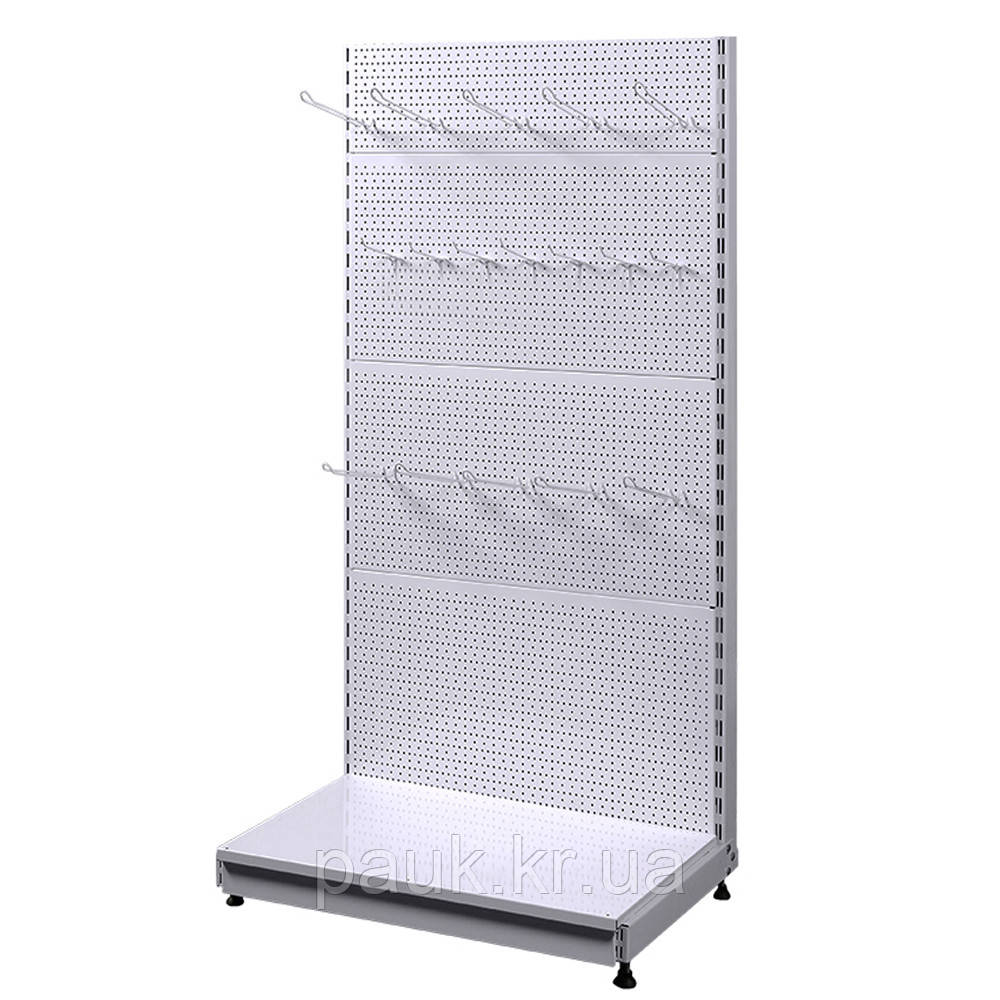 Стелаж перфорований 1600*750 мм, приставний металевий торговий стелаж, стелаж з перфорованими панелями, стелаж з перфорацією, фото 1