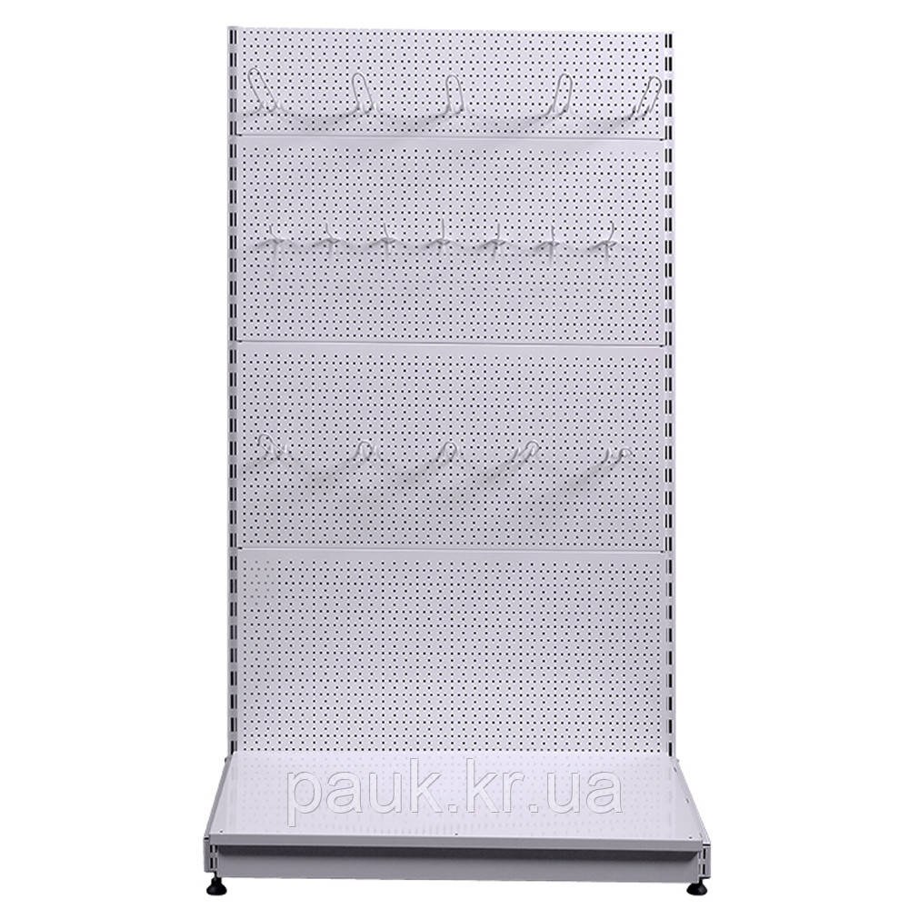 Стелаж перфорований 1600*950 мм, приставний металевий торговий стелаж, стелаж з перфорованими панелями, стелаж з перфорацією, фото 1