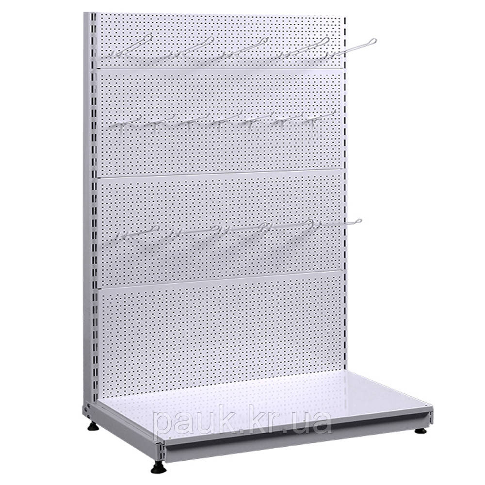 Стелаж перфорований 1600*1200 мм, приставний металевий торговий стелаж, стелаж з перфорованими панелями, стелаж з перфорацією, фото 1
