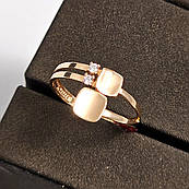 Каблучка золота з фіанітами і квадратною вставкою 18.5