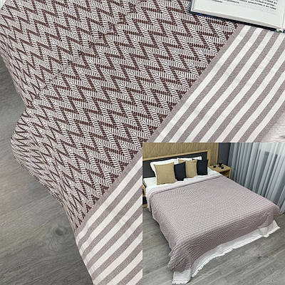 Покривало Dakota Fringe ЄВРО 200х230 см колір какао з білим (85-195)