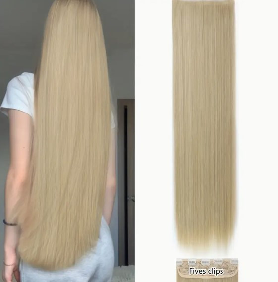Волосся треси накладні колір блондин рівне на шпильках густе 81 см довжина, фото 1