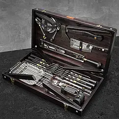 Набір шампурів "Валькірія" – 39 предметів у дерев'яному кейсі з кейсом-трансформером