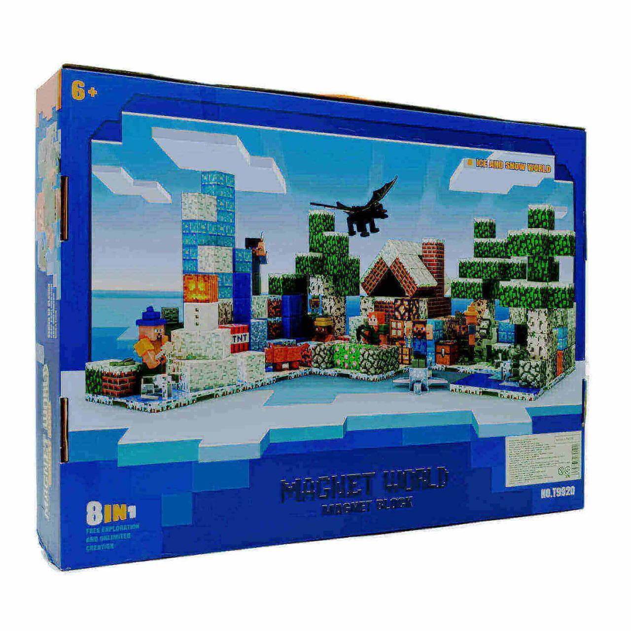 Магнітний конструктор Minecraft Magnet World 383 деталей — ігровий набір T9920 з фігурками і тваринами, фото 1