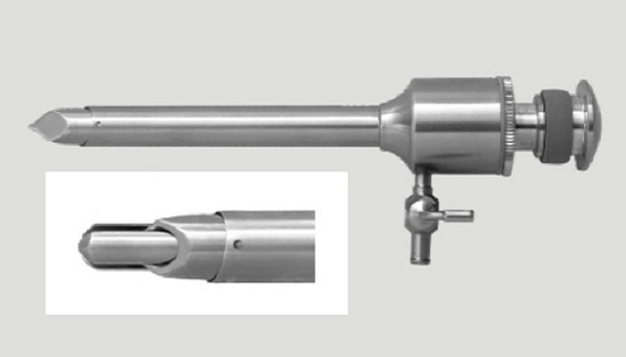 Троакар ЛОКЕМЕД Ф5.5*95 з силіконовим хрестоподібним клапаном та безпечним стилетом, фото 1