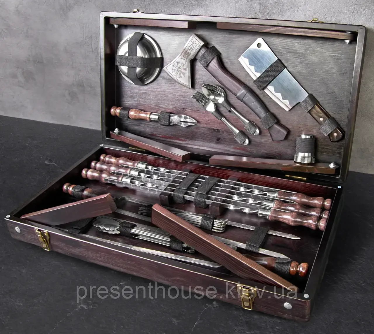 Набір шампурів та інструментів "Деллінг"2в 1 ідеальне рішення для приготування шашликів, фото 1