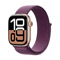 Apple Watch Series 10 GPS 46mm Rose Gold Aluminum Case with Plum Sport Loop (MWWV3)