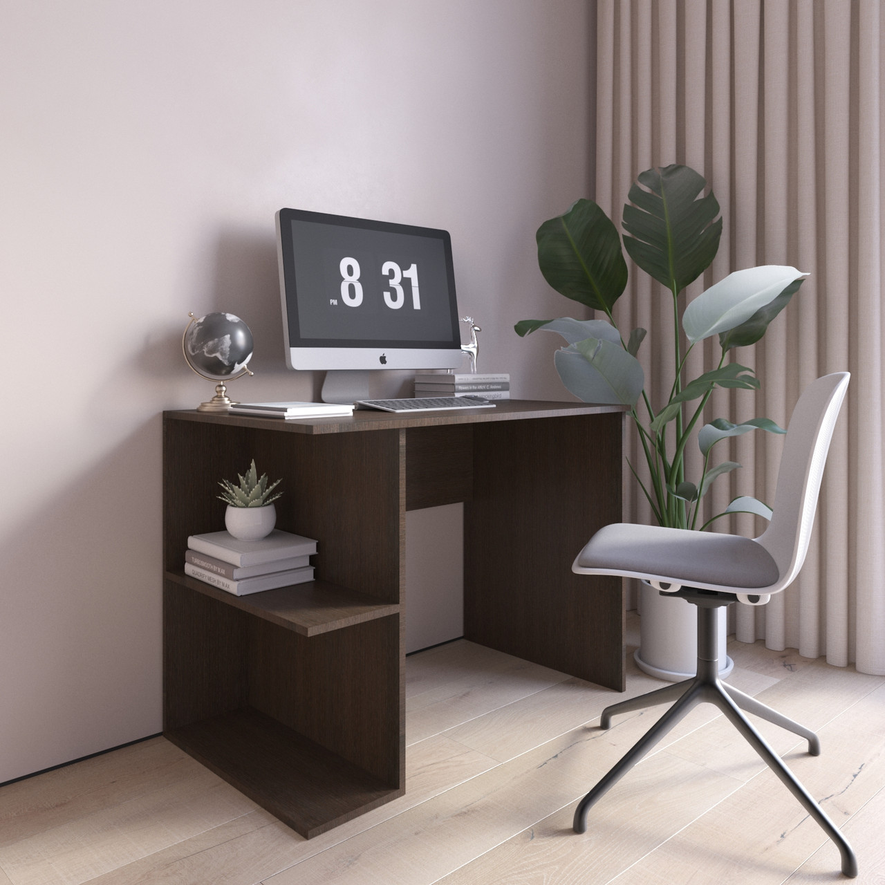 Стіл письмовий колір венге з двома відкритими поличками ліворуч 100*76*60 см, фото 1