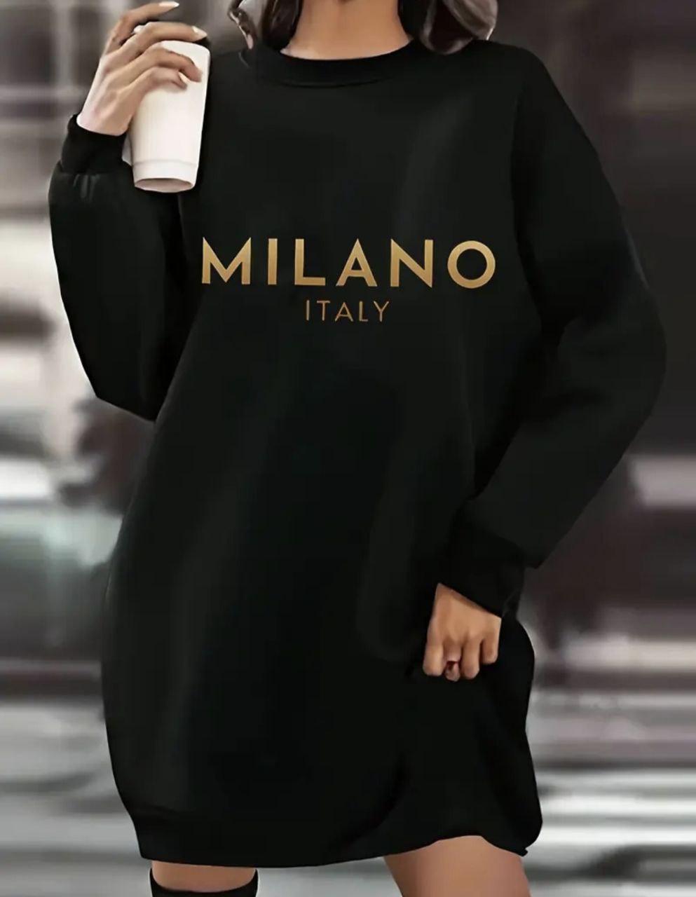 Жіноча тепла сукня з написом " Milano", фото 1