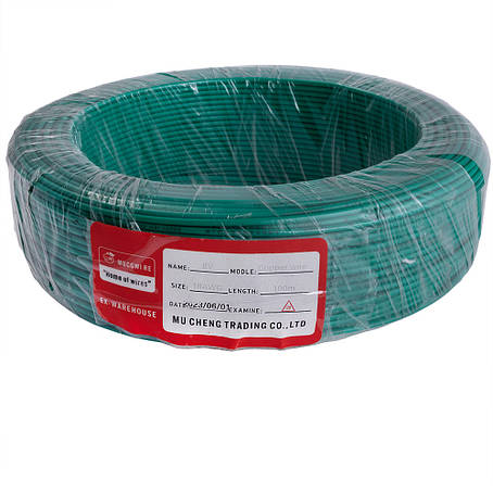 Дріт монолітний 1.0mm2 (18AWG/D1.13 мм, мідь, PVC), зелений, 1 м, фото 1