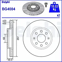 Delphi BG4004 Комплект гальмівних дисків передніх 2 шт Opel Corsa D, Corsa C, Adam, Corsa E; Fiat Punto EVO, Grande Punto