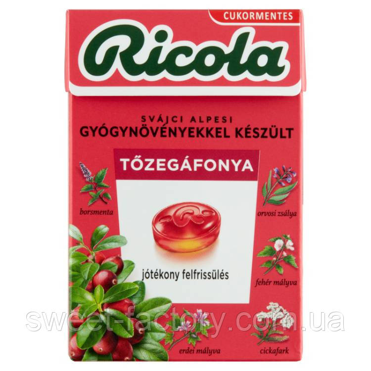 Льодяники Ricola Tozegafonya Cranberry Sugar Free 40g, фото 1