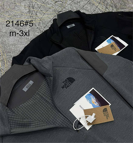 Чоловіча спортивна тепла кофта The North Face утеплений реглан зе Норт фейс світшот на короткій змійці, фото 2