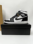 Чоловічі кросівки Nike Air Jordan 1 чорні Найк Джордан шкіряні весняні осінні, фото 3