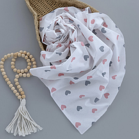 Бавовняна пелюшка "Сердечка Рожевий" велика ситцева 90х80см, 1 шт