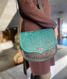 Унікальна шкіряна сумка через плече, модель "Квітка", фото 3