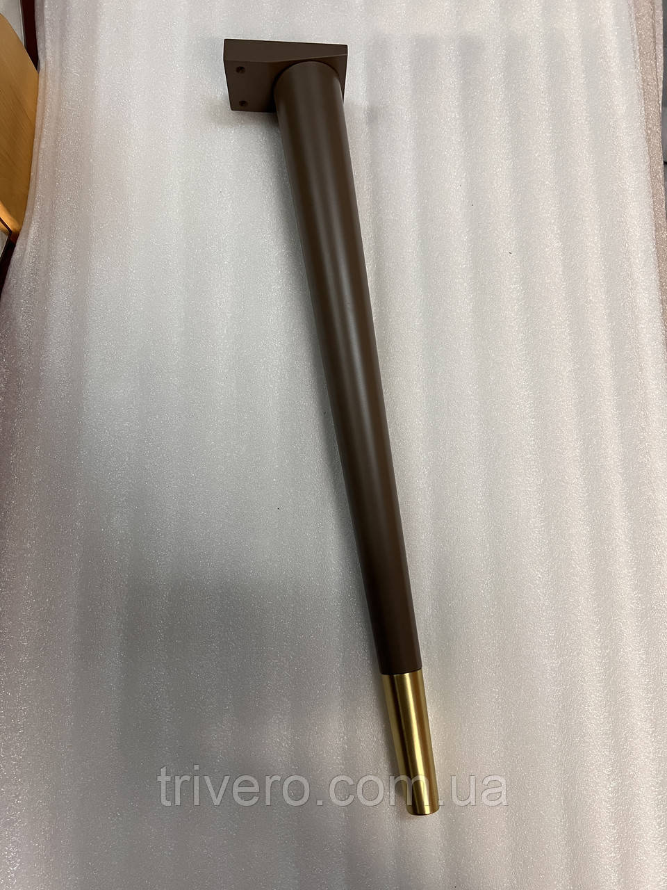 Меблеві ніжки  дерев'яні з металевим наконечником, глянцеве золото H.600, фото 1