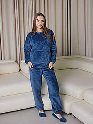 МАХРОВИЙ домашній костюм ЖІНОЧИЙ ПІЖАМА КЕНГУРУ ДЖИНС 9017