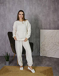 МАХРОВИЙ домашній костюм ЖІНОЧИЙ ПІЖАМА КЕНГУРУ КРЕМ 9017