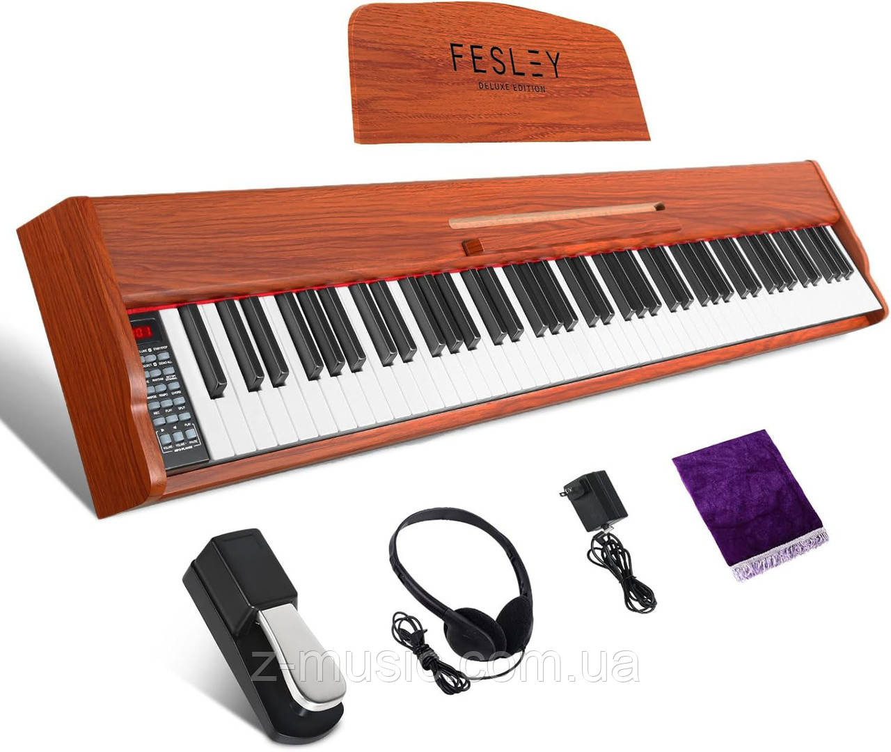 Цифрове піаніно Fesley FEP300 MH (педаль, пюпітр, навушники, накидка, блок живлення), фото 1