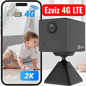 Міні-камера Ezviz CB2 4G чорна з мікрофоном колонка використовує SIM-карту 4G акумуляторна магнітна, AI чіп