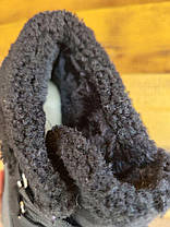 Ботинки угги ЧЕРНЫЕ с манжетом  на высокой подошве со шнурками экоЗАМША теплые женские зима, фото 5