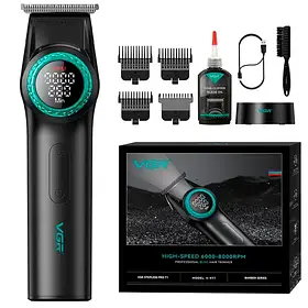 Тример VGR V-977 BLACK, регулювання потужностей 6000 - 8000 PRM, 2500 mAh, 4 насадки, LED display