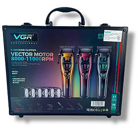 Акумуляторна машинка для стрижки (clipper) VGR V-668, VECTOR MOTOR 8000-11000 RPM, 6 насадок, LED display