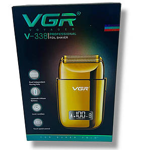 Електробритва VGR V-338 шейвер GOLD, вологостійка, додаткова насадка, LED display
