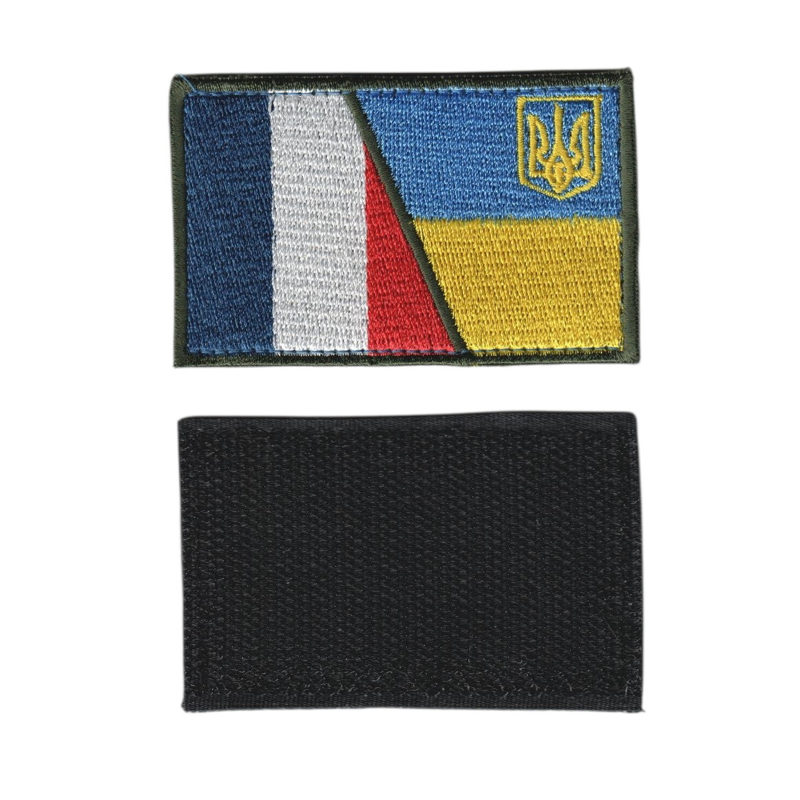 Шеврон ЗСУ, військовий / армійський, Франція Україна прапор, на липучці, 5 см * 8 см, фото 1