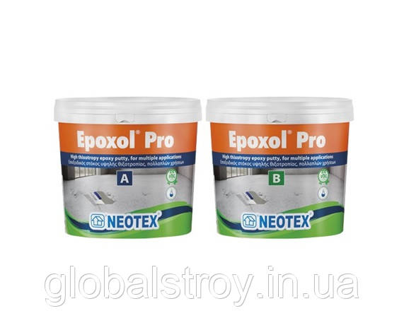 Епоксидна шпаклівка для ремонту бетону та тріщин Neotex Epoxol Pro A+B комплект 1.5 кг, фото 1