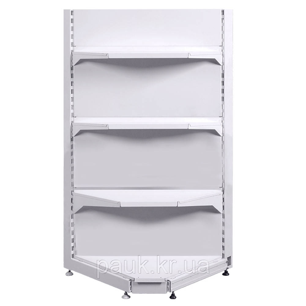 Стелаж кутовий внутрішній 1600*90, стелаж Рістел приставний, металевий торговий стелаж, кутовий стелаж в магазин, фото 1