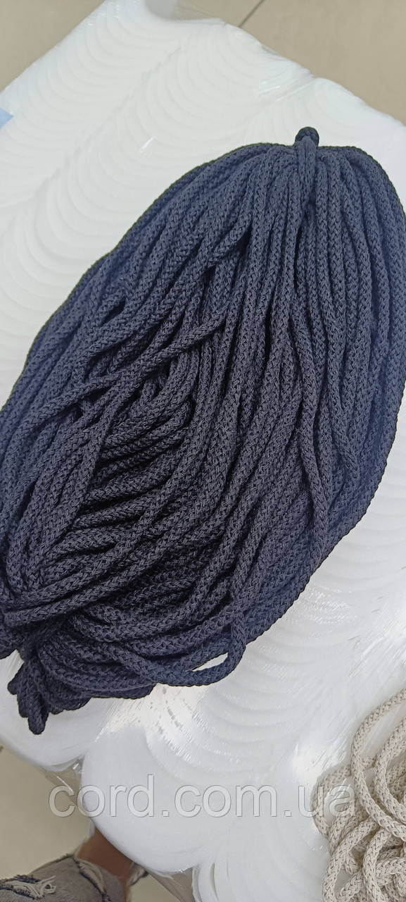 Шнур круглий бавовняний ХБ Чорний 6 мм моток 100 м, фото 1