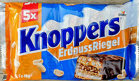 Кноперс батончик арахіс карамель Knoppers Erdnuss Riegel 5 штук 40 г Storck Німеччина
