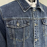 Куртка джинсова чоловіча класична укорочена піджак L синя, фото 7