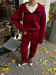 Теплий комбінезон з капюшоном бордового кольору