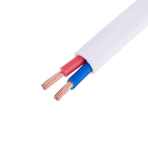 Дріт плоский 2x2.5mm2 багатожильний у білій оболонці 14AWG (PVC, 2 x 77xD0.2 mm) чорний, червоний, 1 м, фото 1