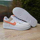 Жіночі кросівки Nike Air Force білі з бежевим Кеди Найк Аїр Форс шкіряні, фото 8