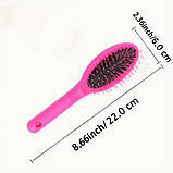 Щітка для перук шиньонів і накладного волосся 22 см рожевого кольору, фото 6
