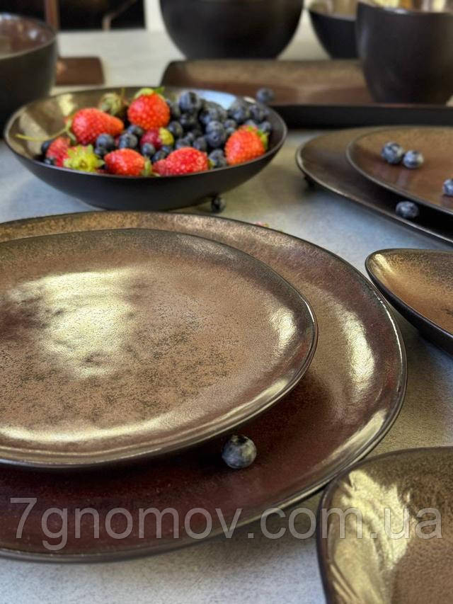 Тарілка велика керамічна обідня коричнева Копер 27.5 см арт. 101-0436