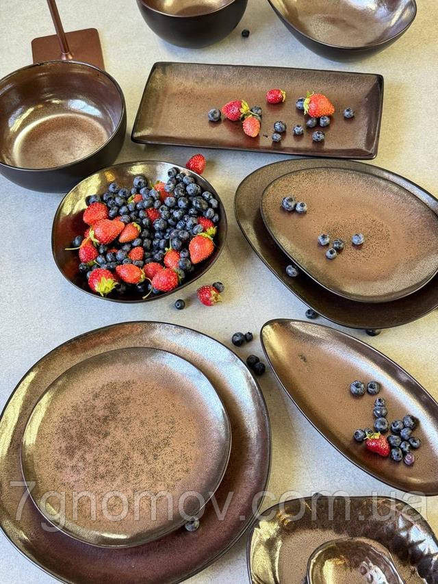 Тарілка велика керамічна обідня коричнева Копер 27.5 см арт. 101-0436