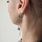 Сережки-протяжки з кружечком і фіанітами "Тинеслава" — срібло 925, родій, білі фіаніти, фото 5